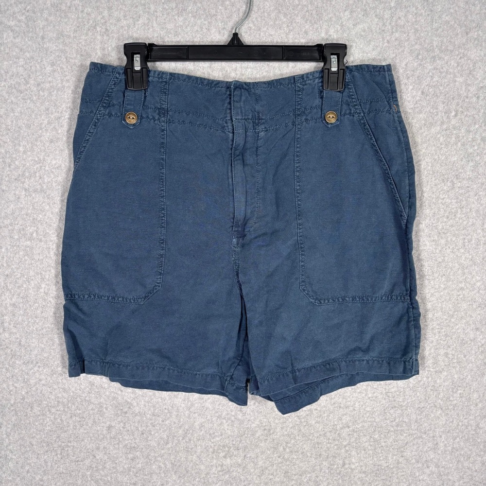 Sundance Linen Cotton Utility Shorts Size 8 Blue Casual Summer Comfort 5 Inseam